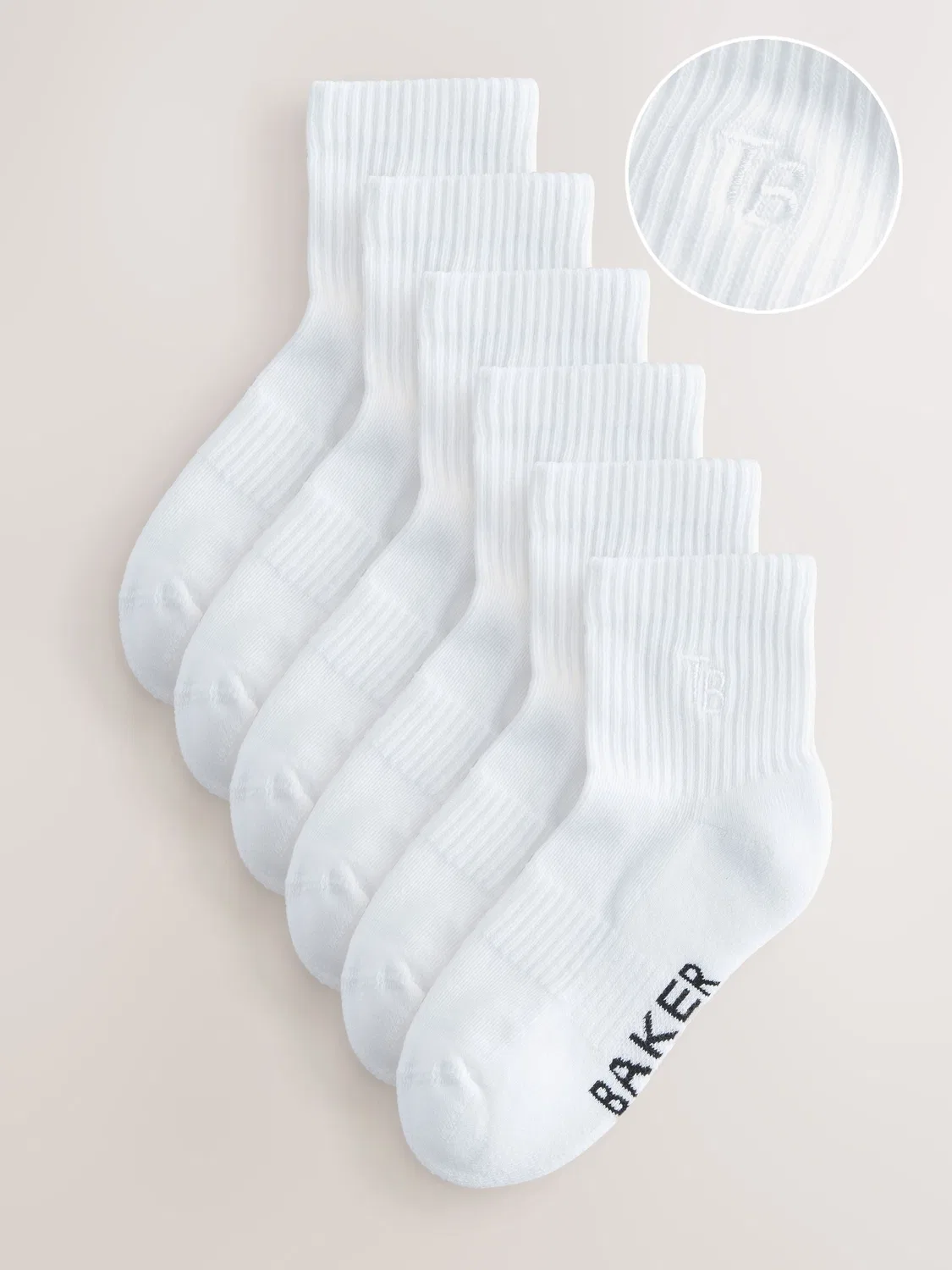 Носки, 6 пар, Ribbed Cushioned Sole Baker by Ted Baker, белый