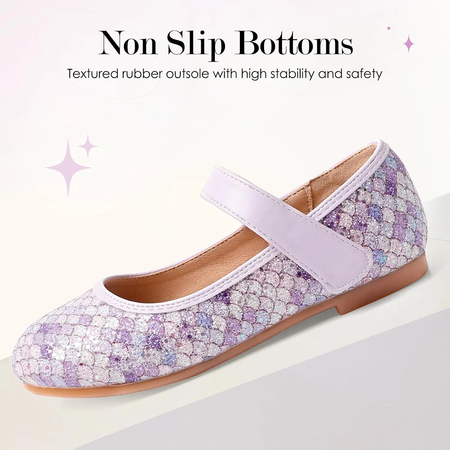 Детские балетки для девочек с блестками Mermaid Glitter Princess Secret Slippers, Mermaid Scales Purple — фото 4