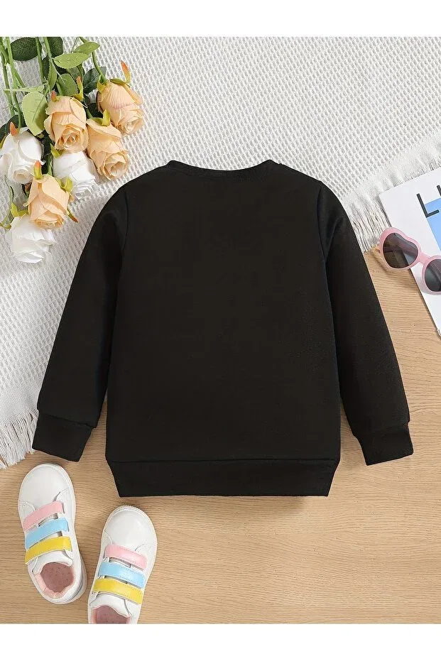 Детские свитшот для девочек с принтом We are bears Let'S Wear, Black — фото 2