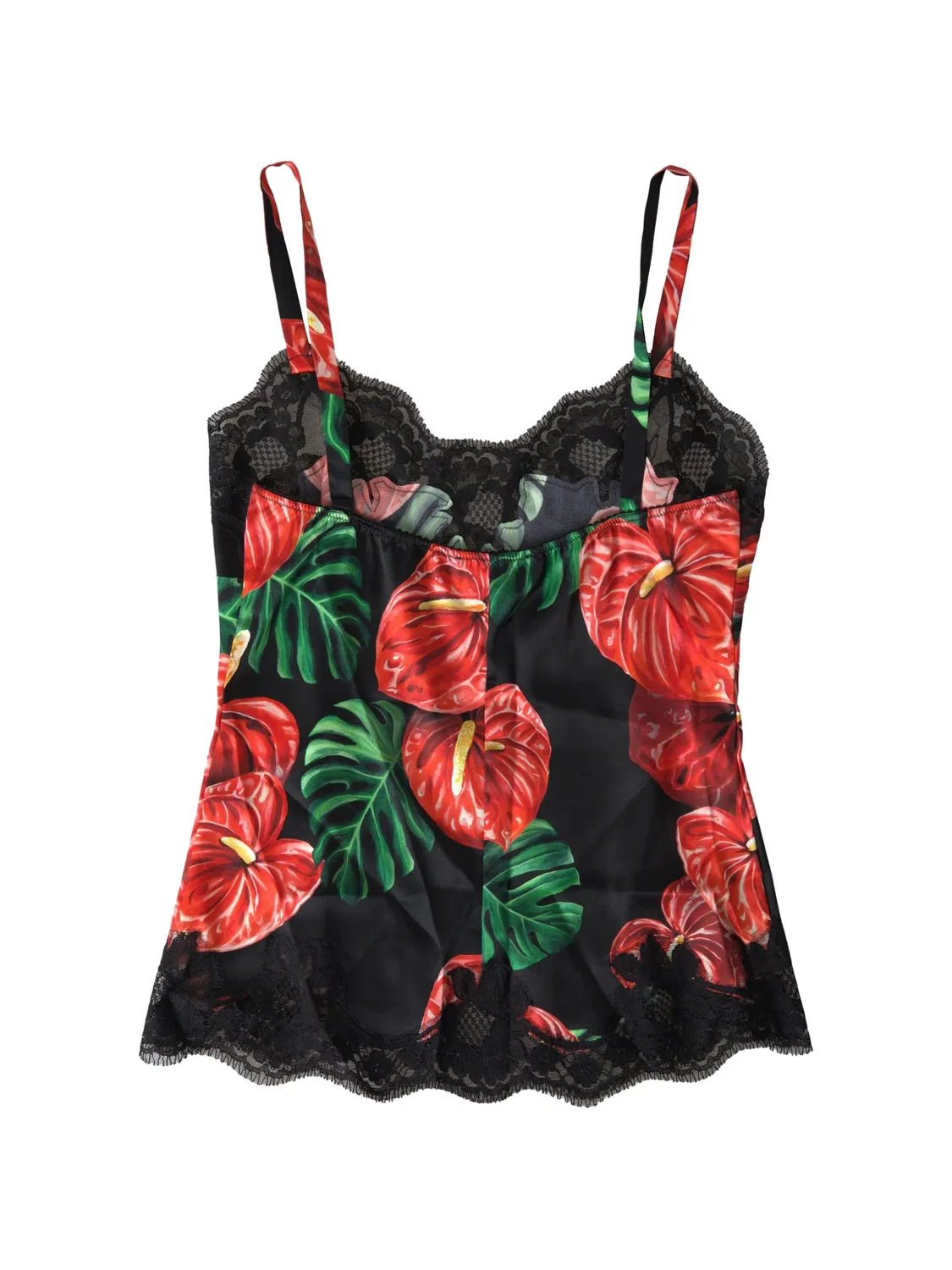 Камисоль шелковая с кружевом, черная Dolce & Gabbana, черный — фото 2