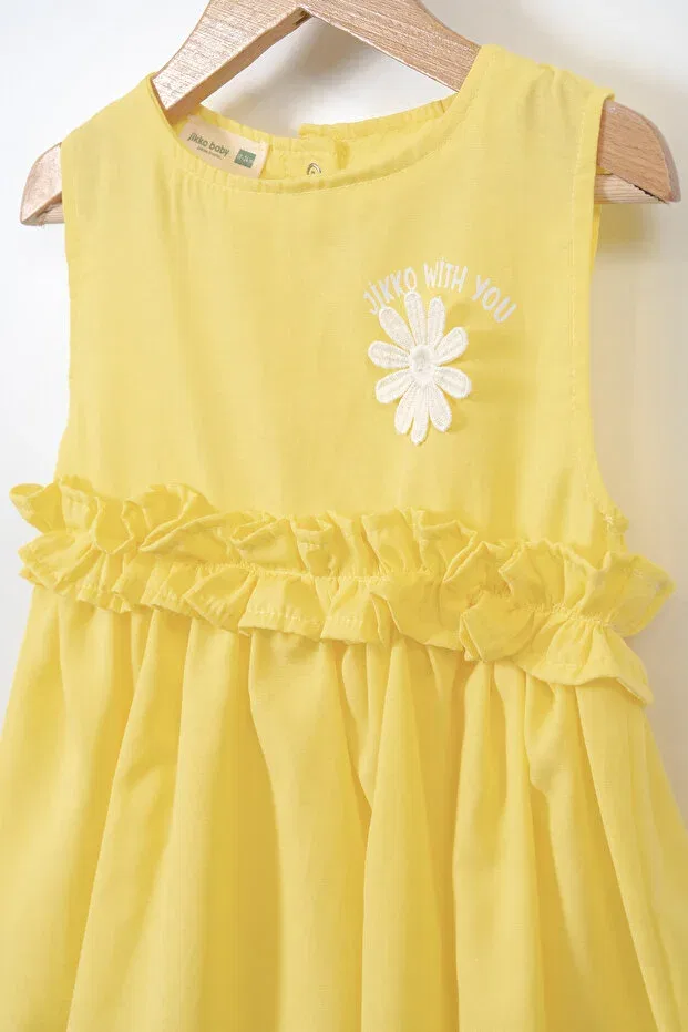 Детское платье для девочек хлопковое Daisy Waist Ruffle Jikko Baby, Yellow — фото 4