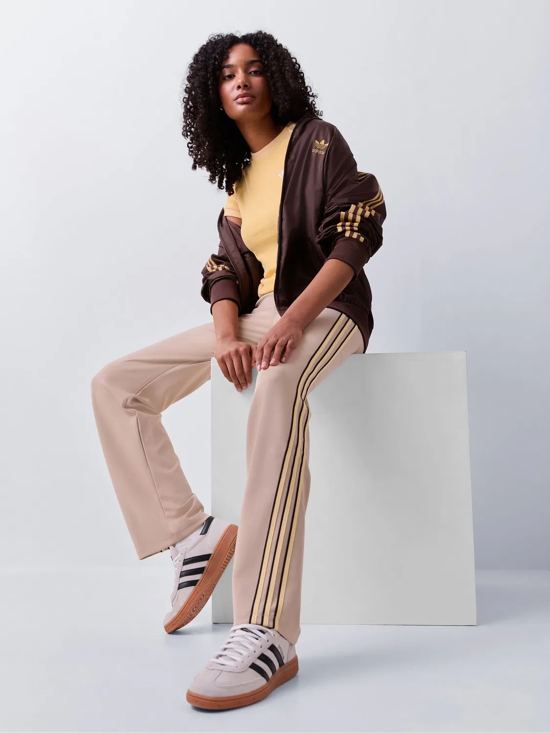 Брюки прямого кроя, свободные, adidas Originals, Taupe Brown — фото 2