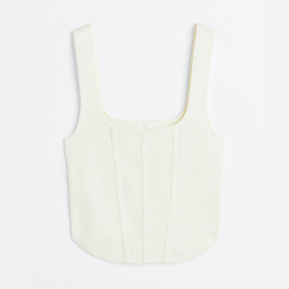 

Топ H&M Fine-knit Corset-style, кремовый