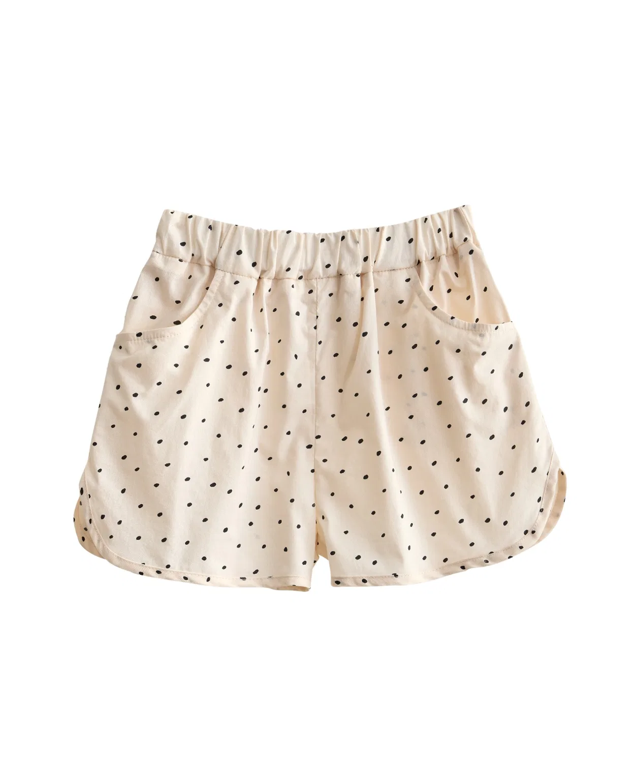 Детские шорты для девочек с принтом в горошек, модель Dot Straight, enhenn, Beige — фото 2
