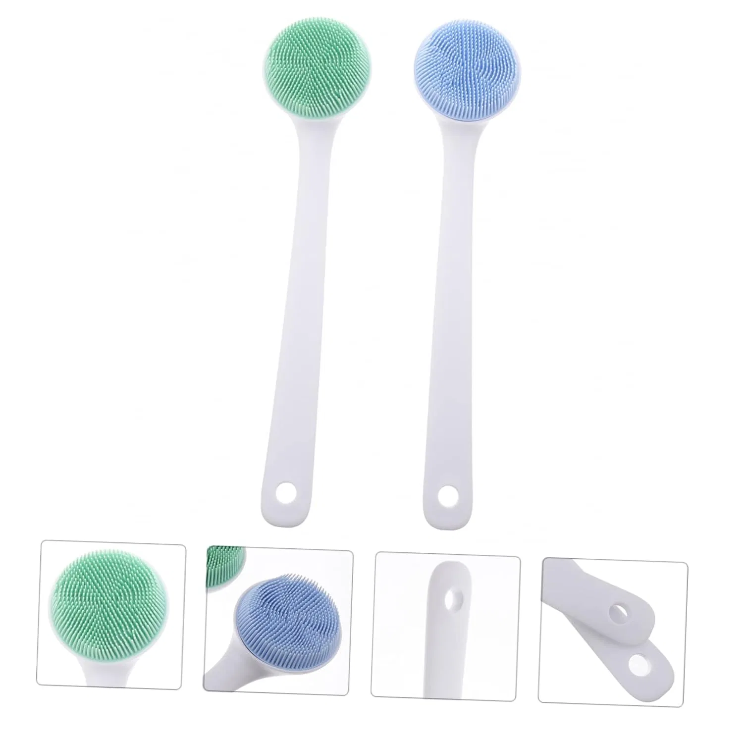 Щетка для тела с длинной ручкой, PLAFOPE, набор 2 шт, 37x8 см, Blau