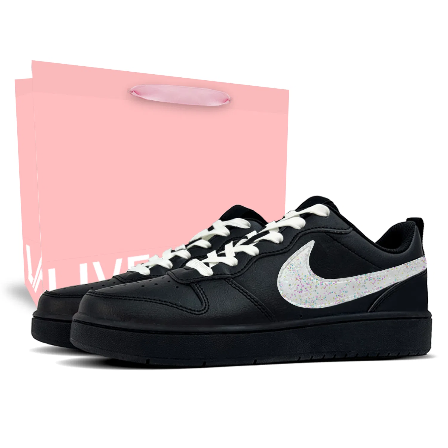 Детские кеды для скейтбординга с блестками Nike Court Borough, Black