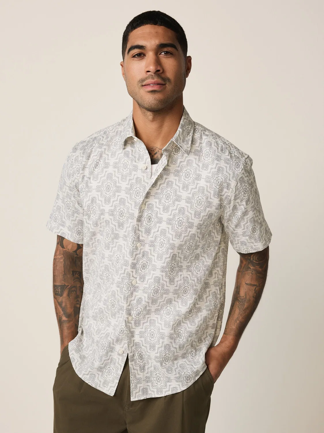 Рубашка с цветочным принтом Ecru Floral Print Short Sleeve Shirt Next, экрю