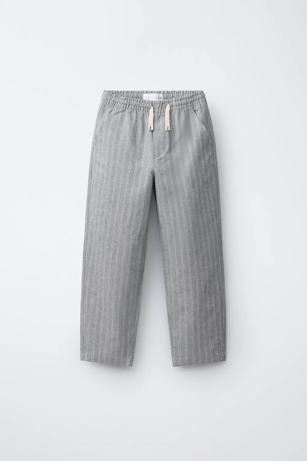 БРЮКИ В ПОЛОСКУ ИЗ ЛЕНОВОЙ СМЕСИ ZARA, Grey