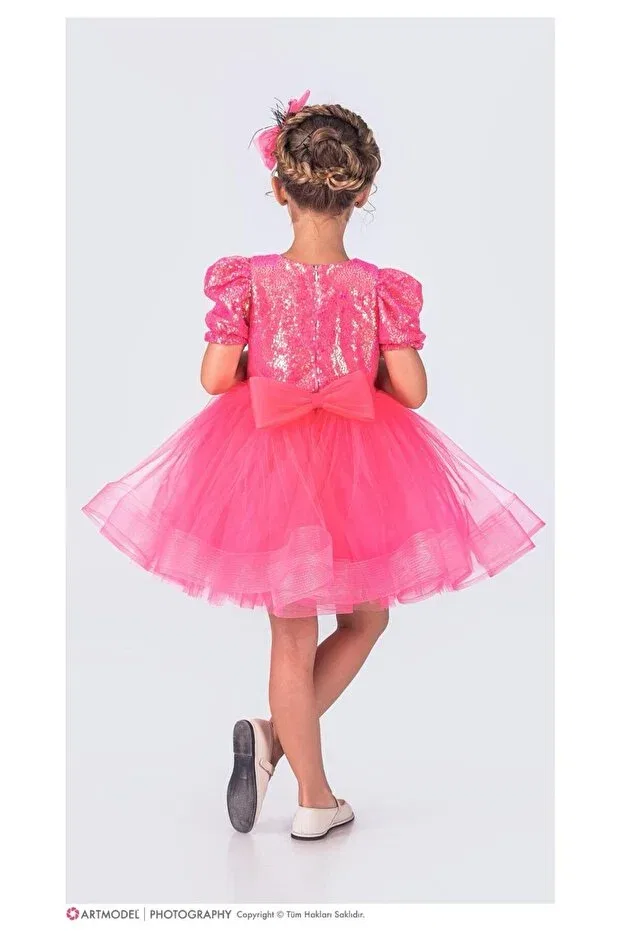 Детское платье для девочек с пайетками Ballerina model sequin sequin girl's dress Generic Brands, Pink — фото 2