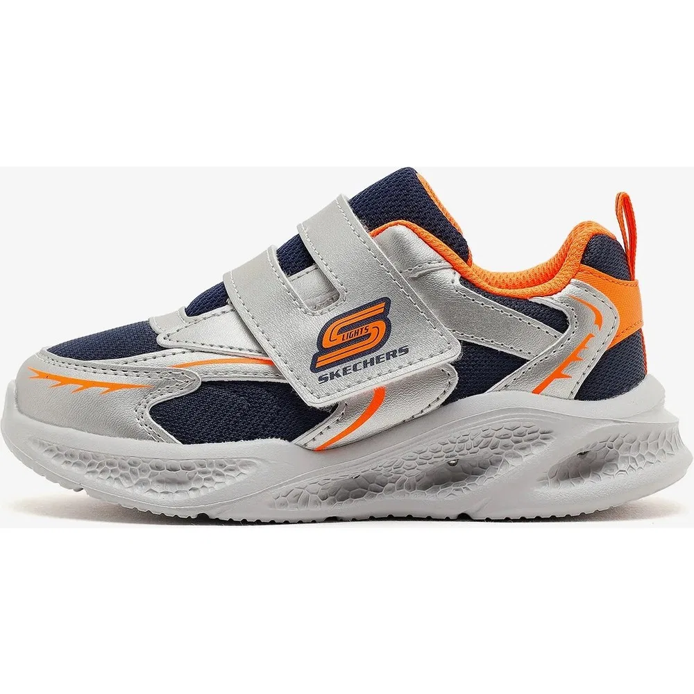 Детские кроссовки для мальчиков с подсветкой Meteor-Lights - Glow, Gümüş/Turuncu Skechers