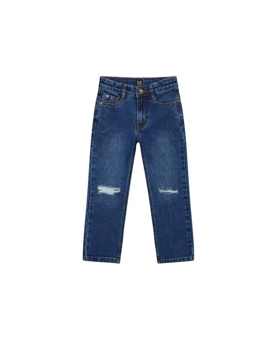 Джинсы на мальчика с классическим кроем 5 карманов, модель Boys Must-Haves Deux par Deux, Navy Blue Denim