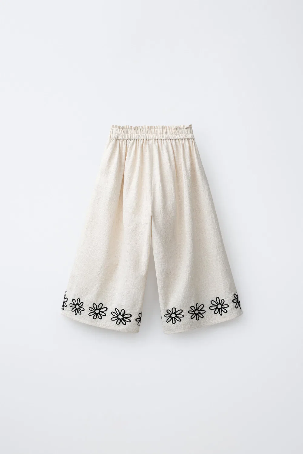Кюлоты с вышитым цветочным узором ZARA, Light Beige — фото 2
