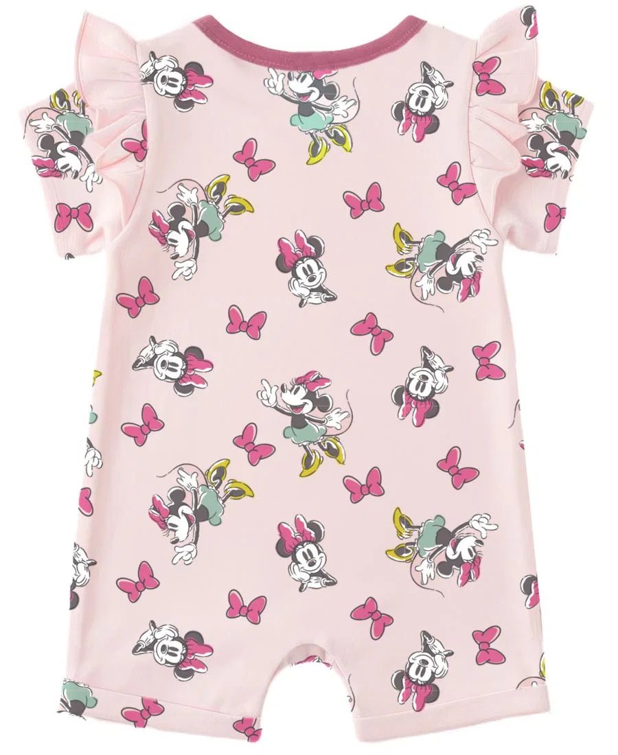 Боди-комбинезон с принтом Minnie Mouse, с рюшами, в комплекте с шапкой Disney, Pink — фото 3