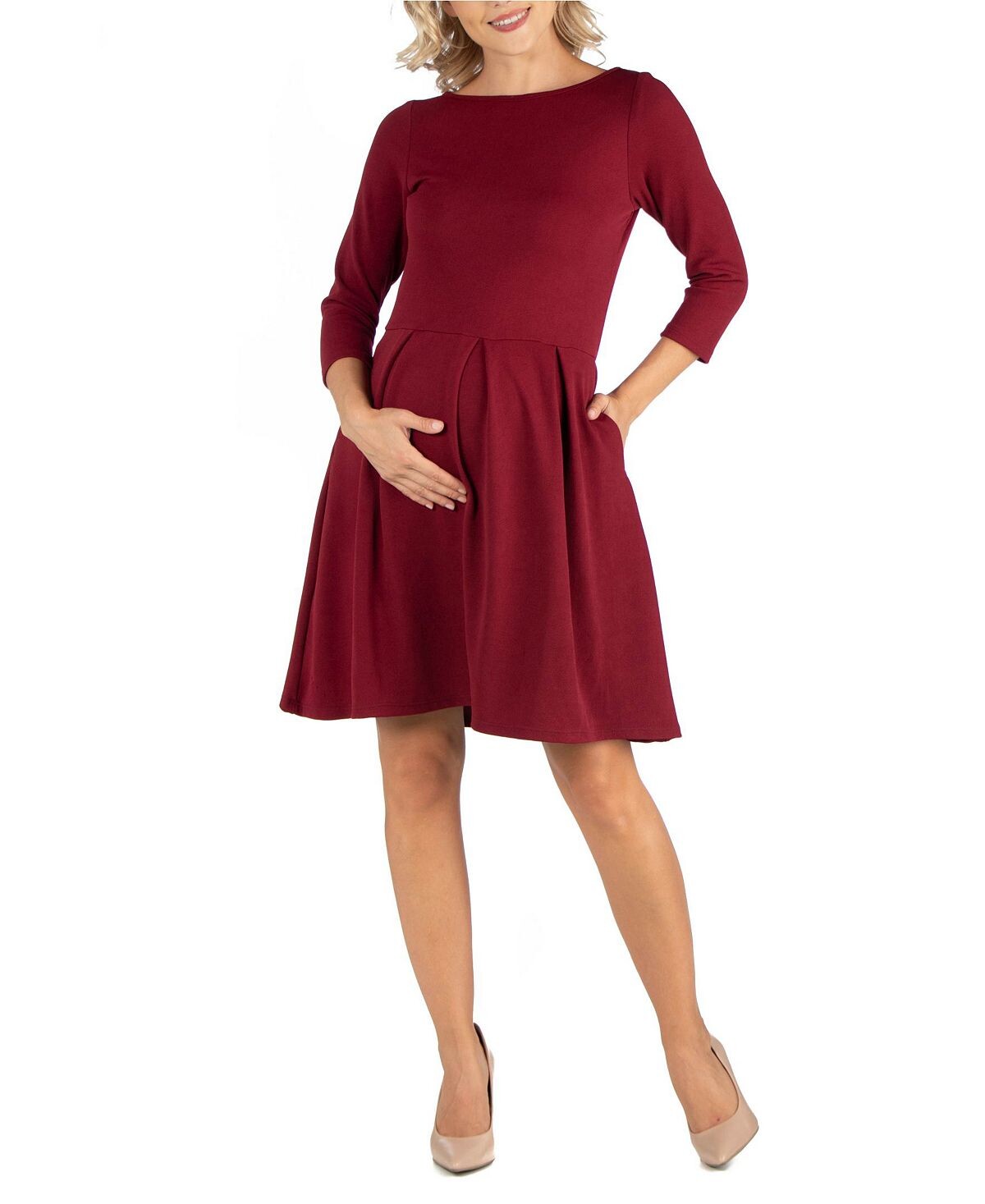 

Расклешенное платье для беременных до колен с карманами 24seven Comfort Apparel