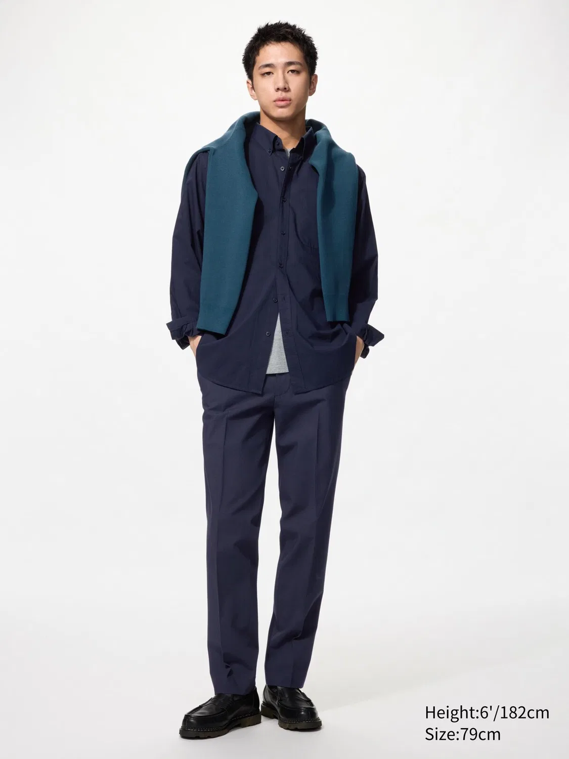 Брюки Uniqlo, умные, двухсторонней эластичности, темно-синий