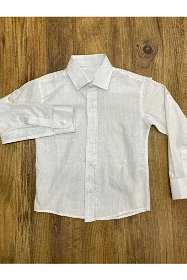 Детская рубашка для мальчиков льняная Noble Store, White