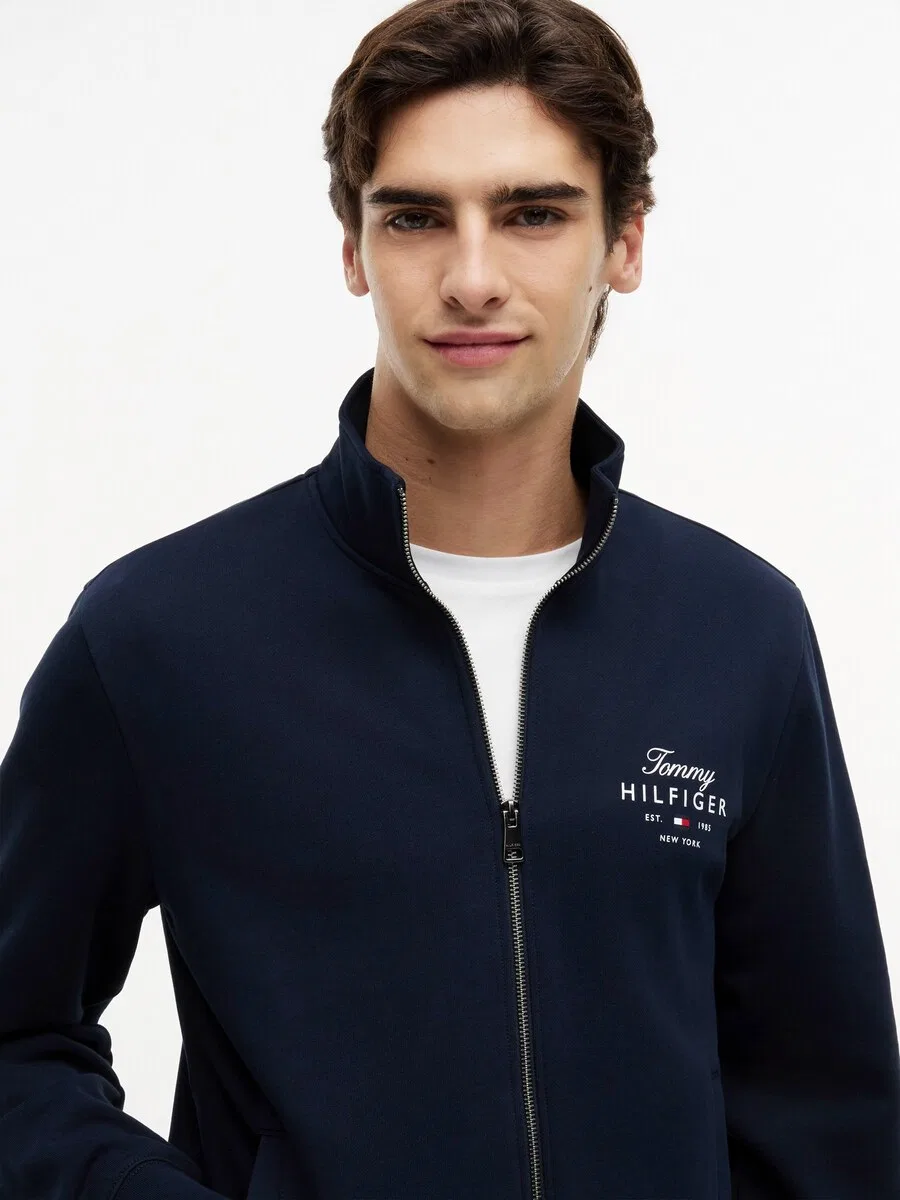 Худи на молнии TOMMY HILFIGER с логотипом на молнии, цвет морской синий — фото 2