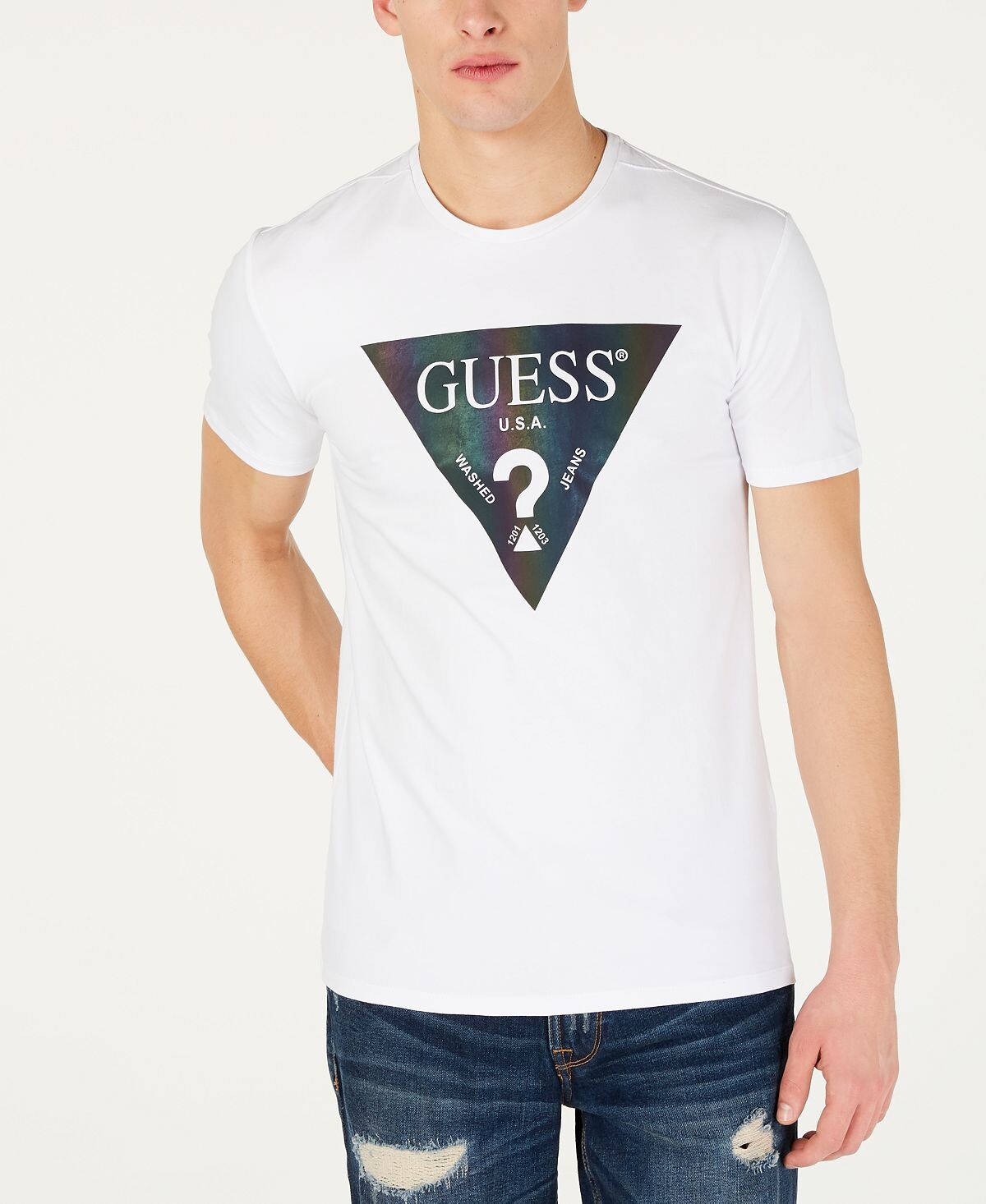 

Мужская футболка с логотипом color shades GUESS, белый