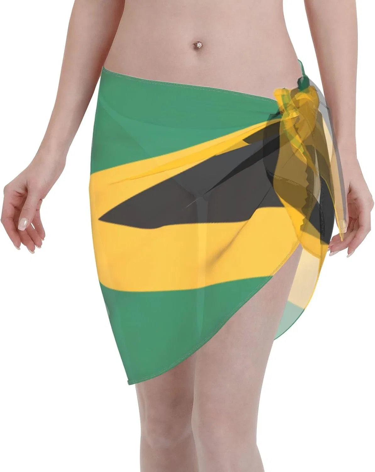 Женская пляжная накидка с флагом Ямайки Short Sarongs Beach Wrap, Black