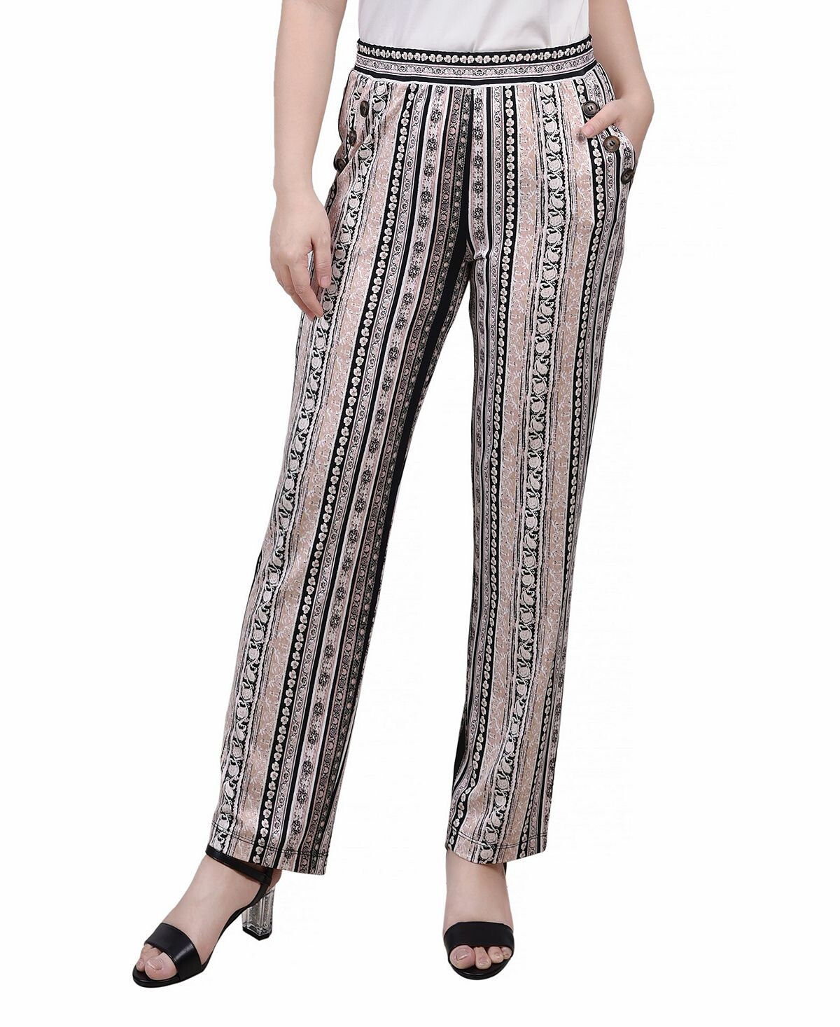 

Брюки petite без застежки с широкой талией NY Collection, мульти, Серый, Брюки petite без застежки с широкой талией NY Collection, мульти