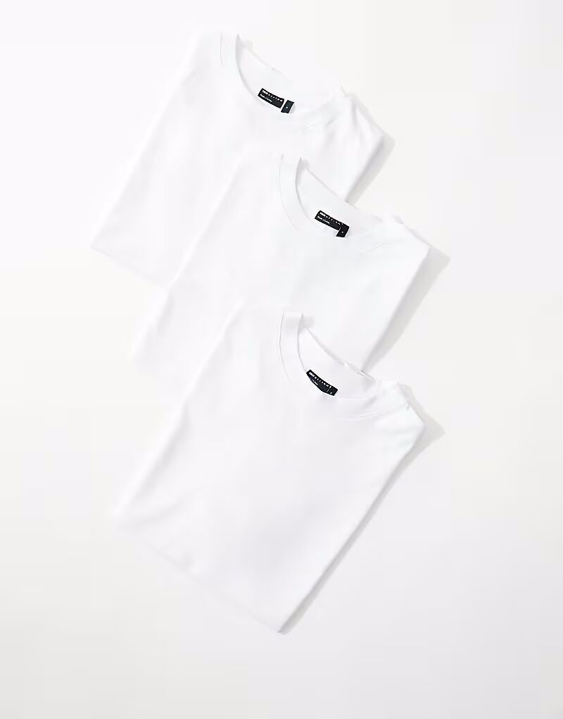

Набор из 3 свободных футболок с круглым вырезом Essentials белого цвета Asos Design, Белый, Набор из 3 свободных футболок с круглым вырезом Essentials белого цвета Asos Design