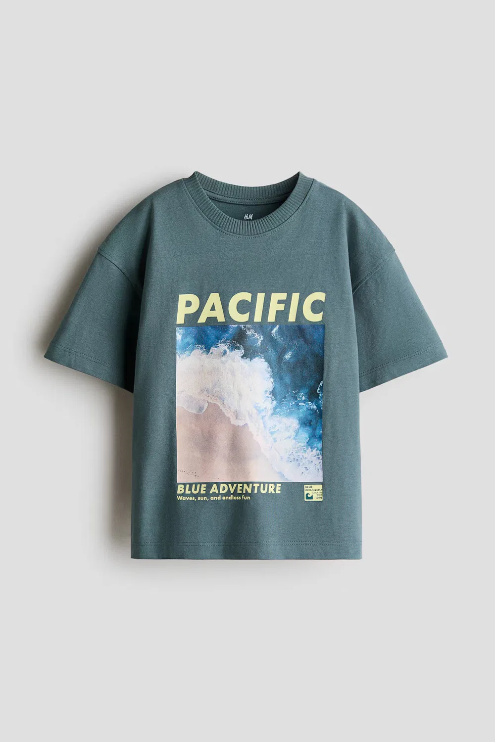 Футболка с принтом H&M, Dunkeltürkis/Pacific