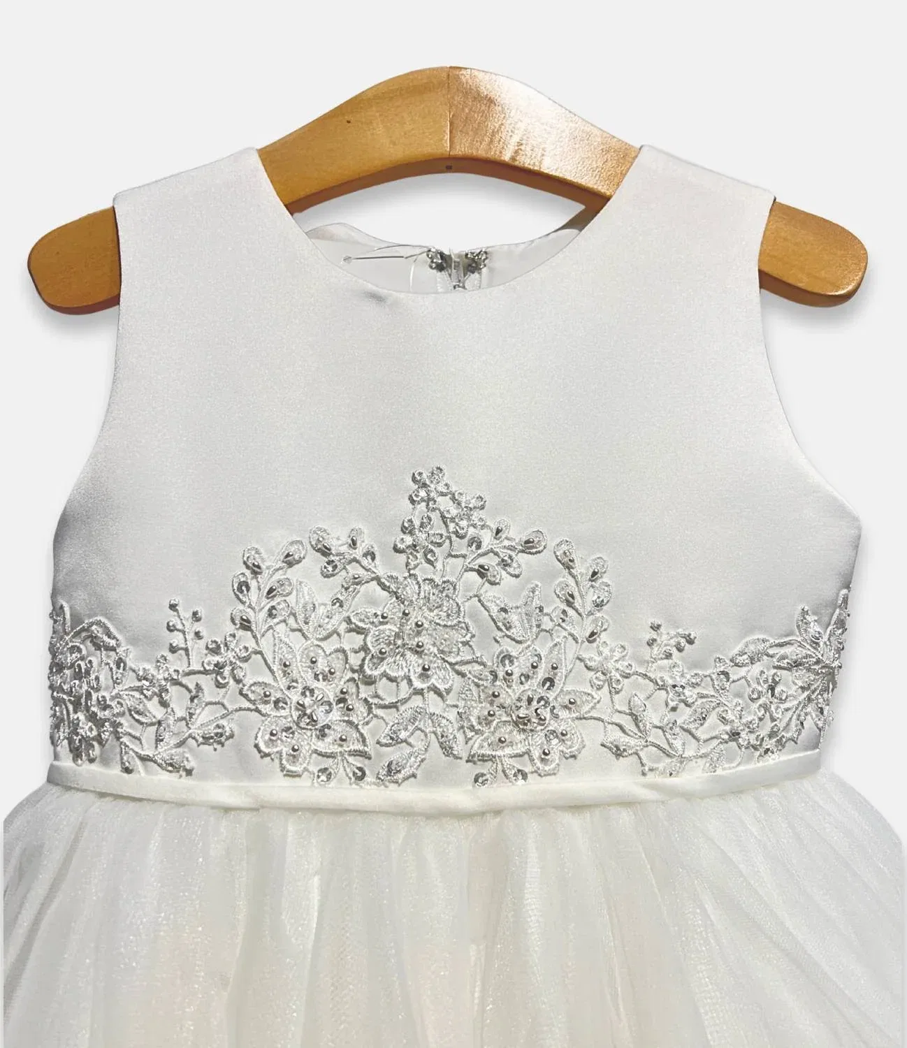 Детское платье для девочек с вышивкой кружевом Embroidered Floral Lace Dress Macis, Ivory — фото 4
