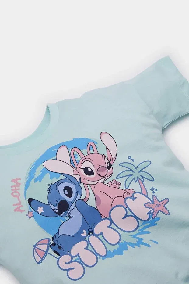 Детская футболка для девочек хлопковая Lilo & Stitch Defacto, Blue-Be495 — фото 2