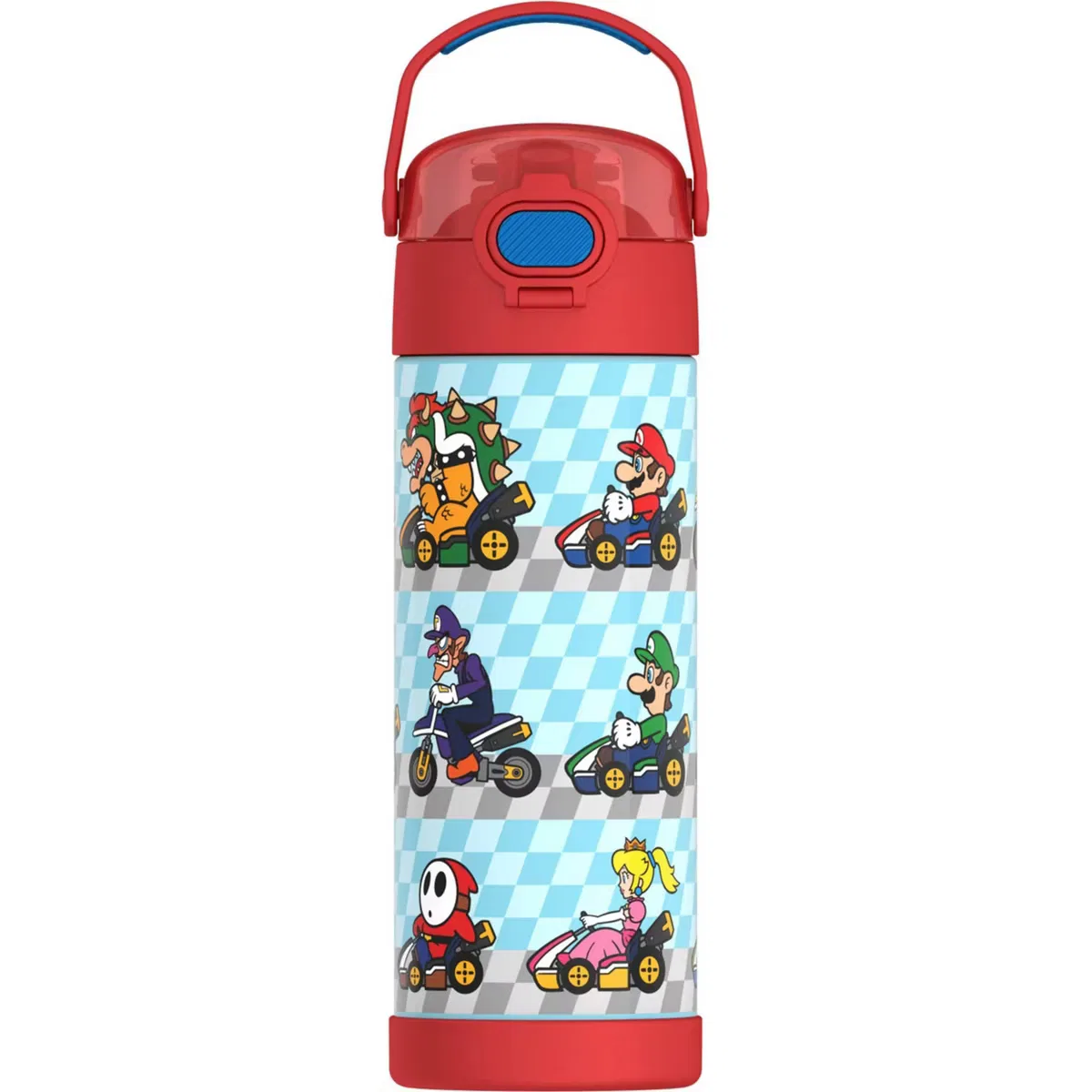 Детская бутылка для воды 470 мл из нержавеющей стали с ручкой Mario Kart Thermos, Red Mario Kart