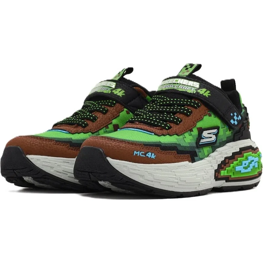Кроссовки детские с липучками Mega-Craft 4 K Skechers, Зеленый — фото 3