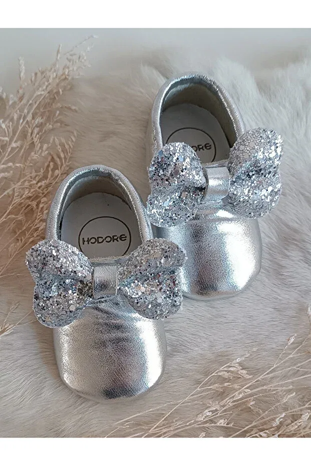 Детские лоферы из натуральной кожи для девочек Sofia silver Hodore, Silver