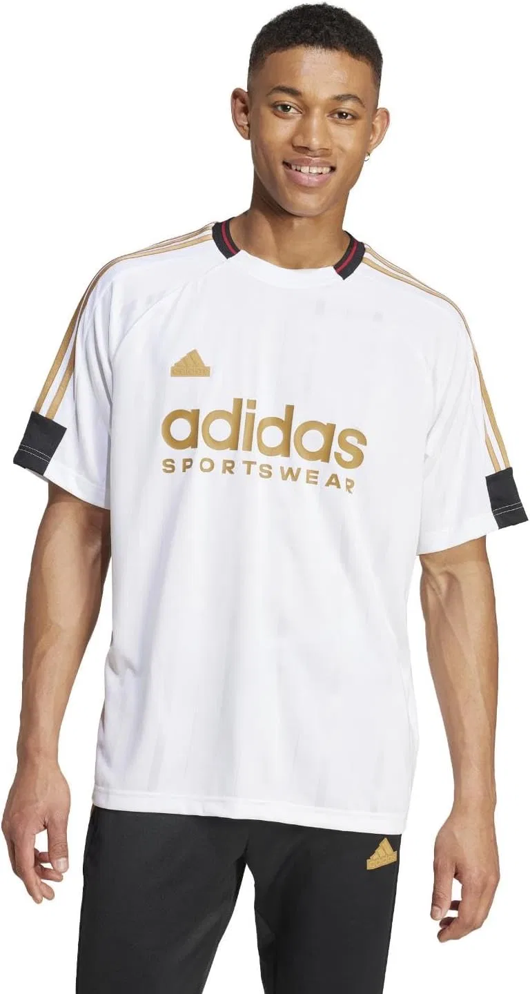 Мужская футболка с полосками House of Tiro Nations Pack adidas, White/Black/Team Victory Red/St Tan