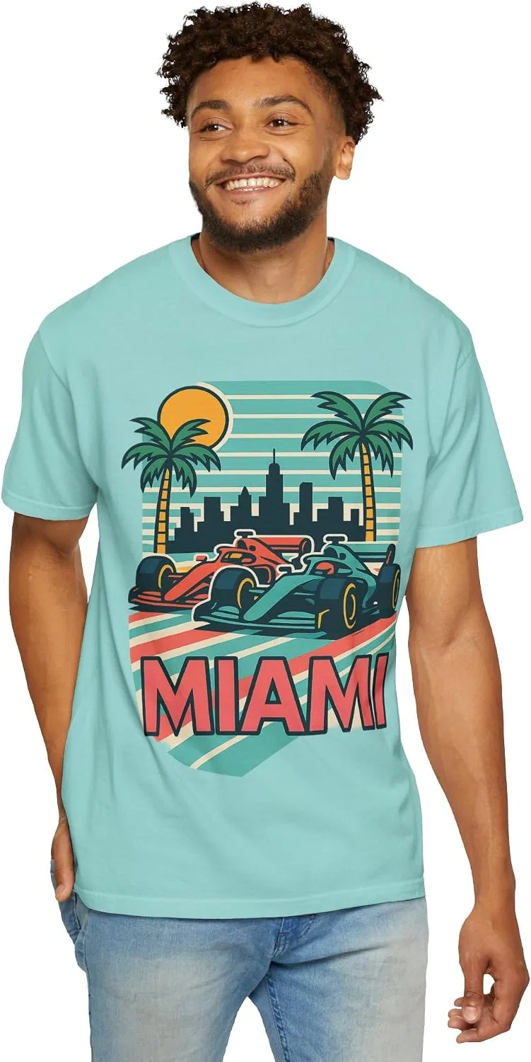 Футболка с принтом Miami Racing Comfort Colors, Chalky Mint — фото 4