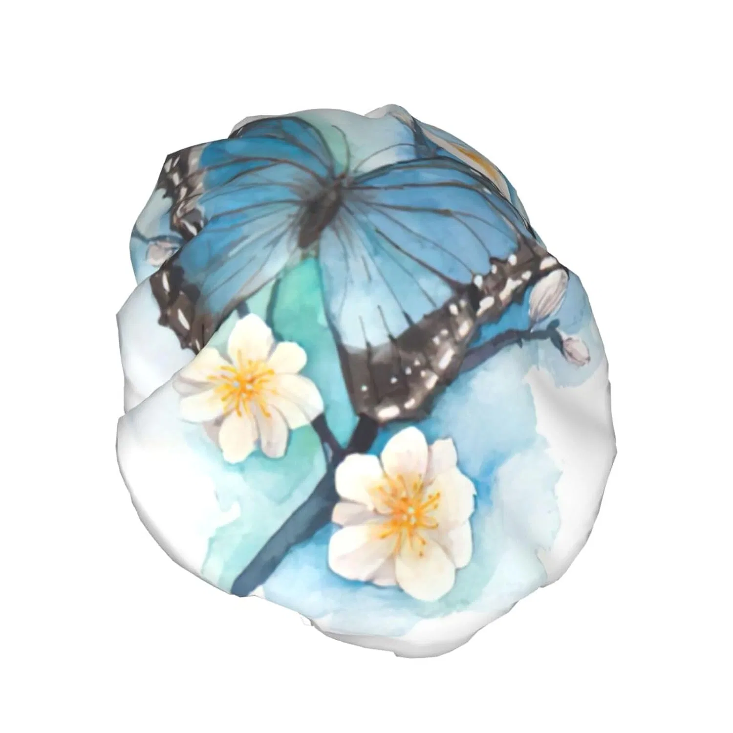 Шапочка для душа с принтом Blue Butterfly on Blossom, WURTON, 27 см — фото 2