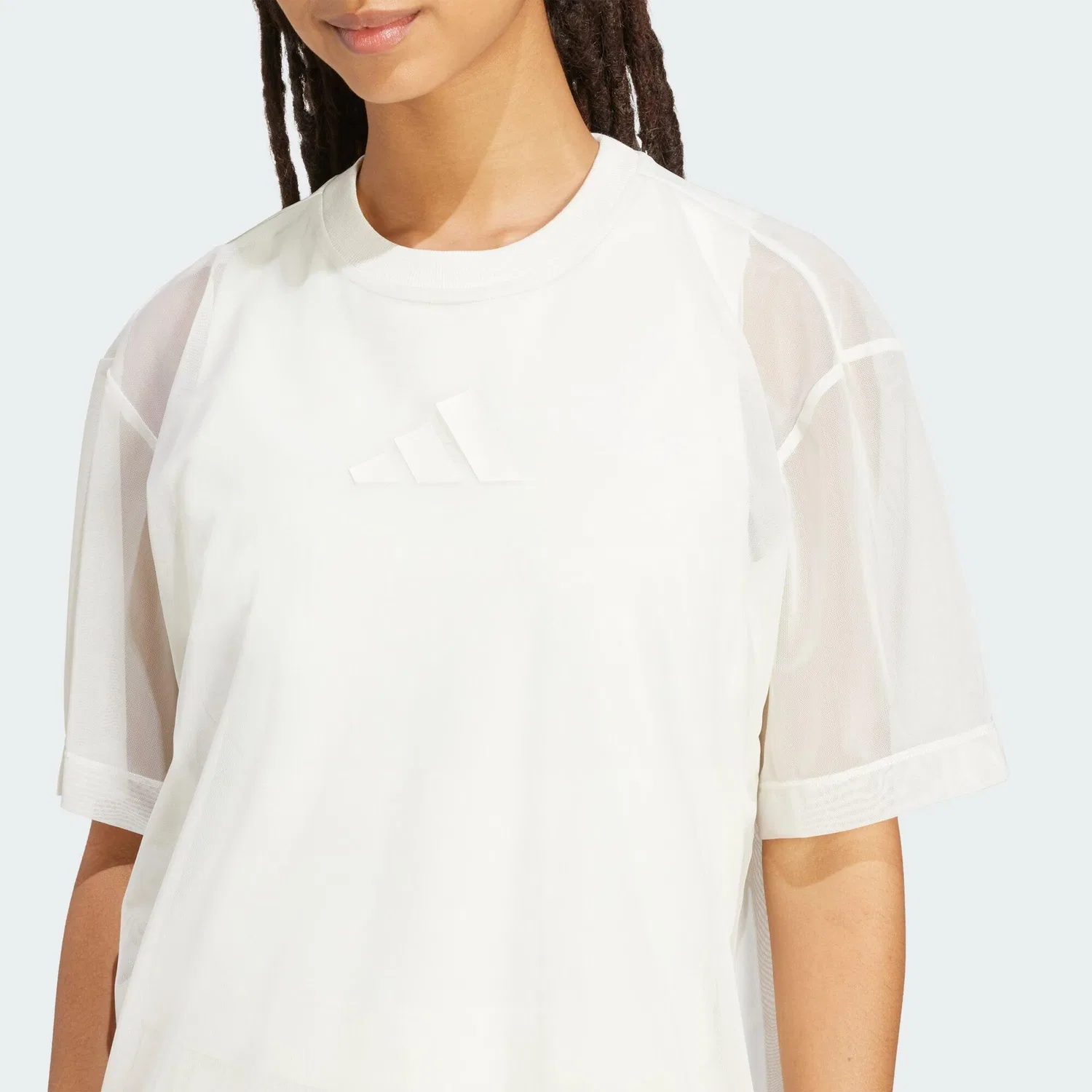 Мужская футболка из стрейч-сетки Soft Lux Mesh T-Shirt Adidas, Cremefarben — фото 4
