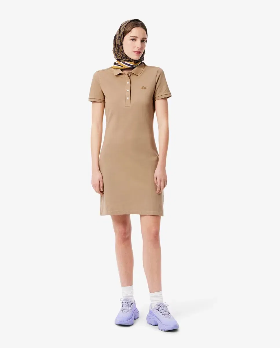Платье Lacoste Beige из пике с коротким рукавом