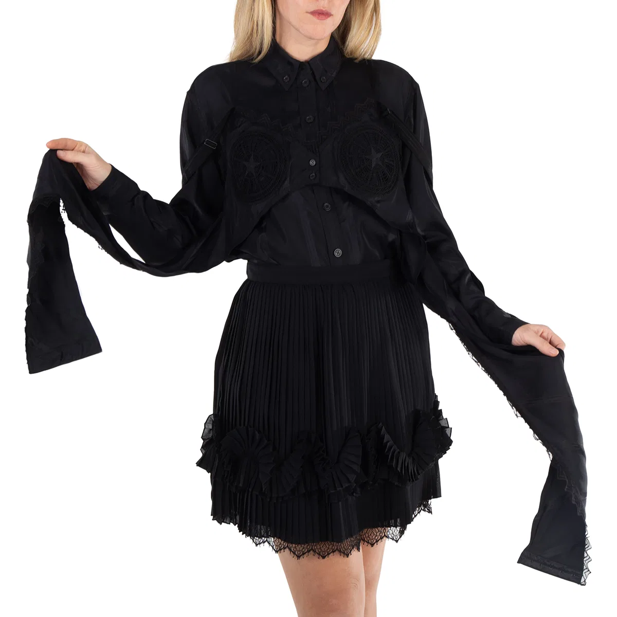 Блуза с принтом Thorn Vine Burberry, Black Ip Pattern