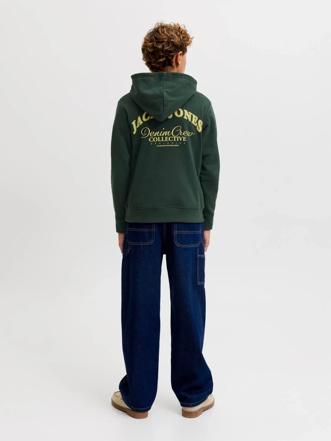 Худи с принтом JJEBRANDES BACKP RELAXED SWEAT Jack & Jones Junior, зеленый — фото 4