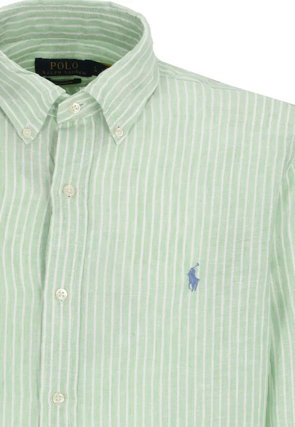 Рубашка с рисунком в полоску Camicia pony Polo Ralph Lauren, Verde, зеленый — фото 3