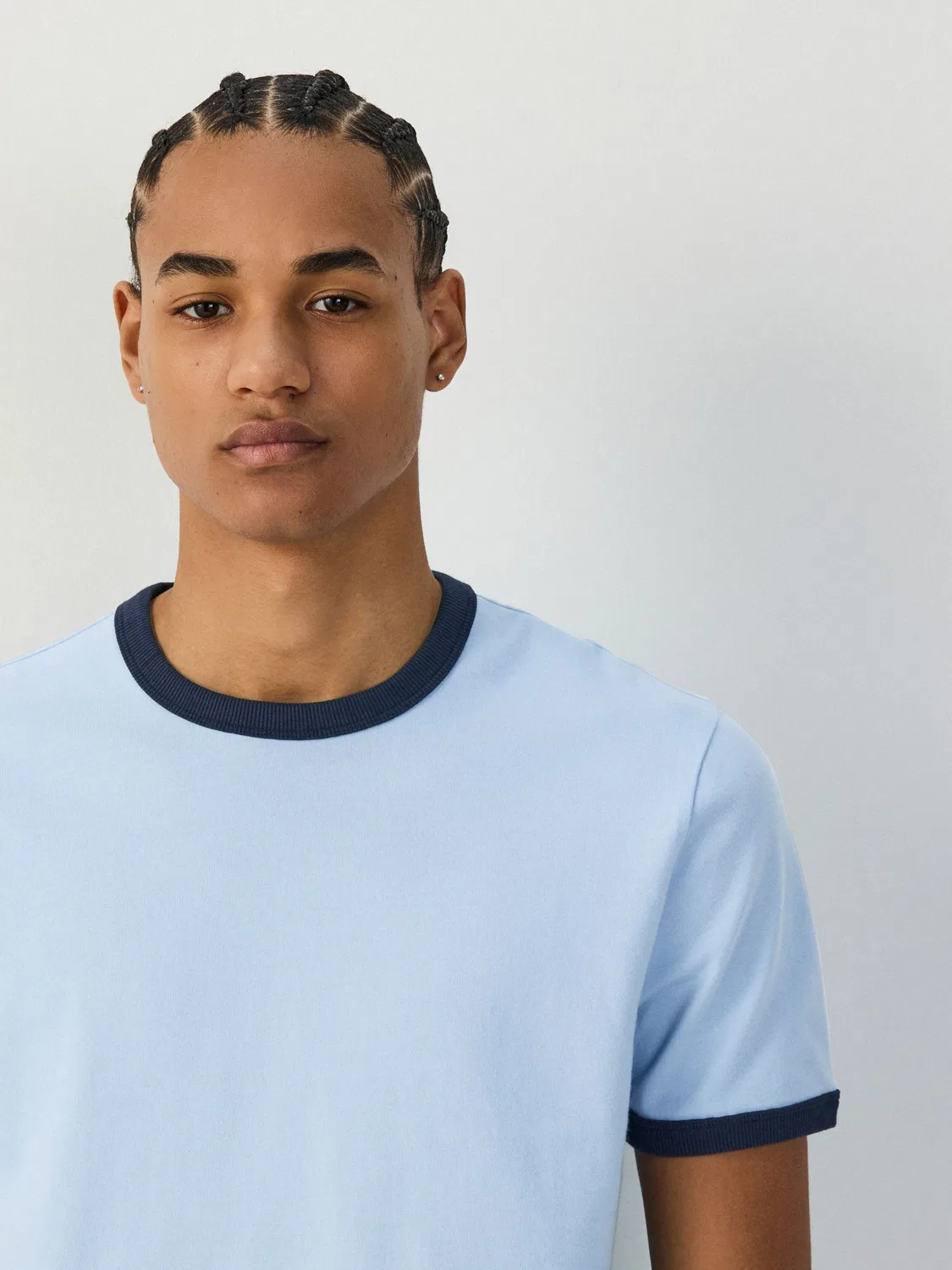 Футболка-рингер Slim Fit, Light Blue Next — фото 4