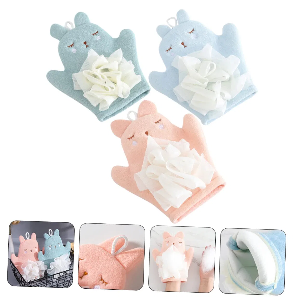 Набор эксфолиирующих рукавиц 9 шт, minkissy, Bunny Design — фото 4