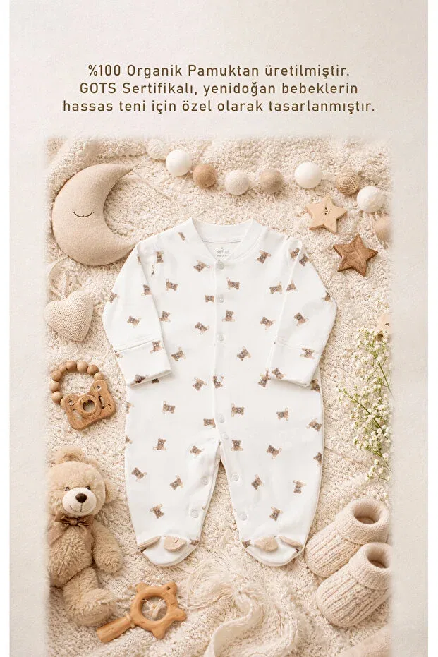 Детское боди-комбинезон с принтом So Bear Bistyle, Beige — фото 2