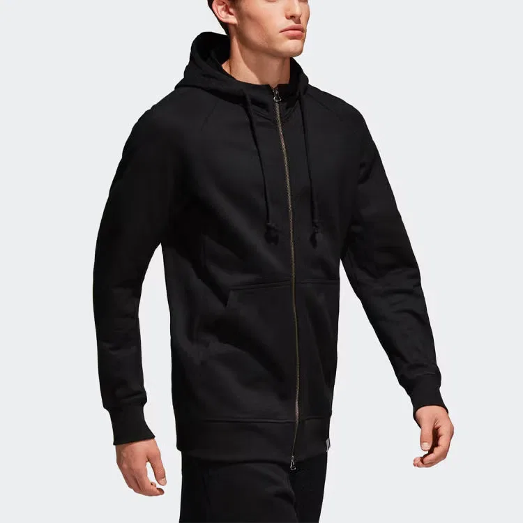 Спортивная куртка на молнии с капюшоном Adidas, черная — фото 2