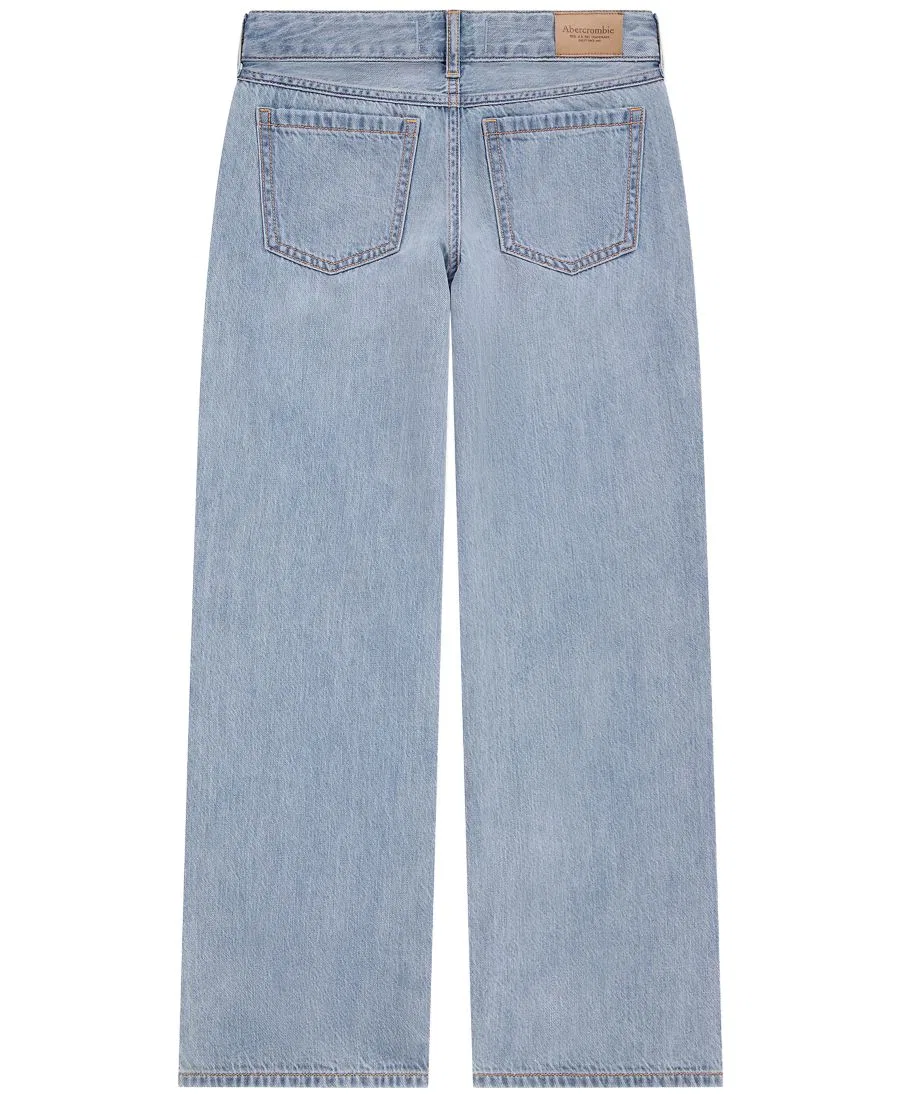 Джинсы свободного кроя с заплатками abercrombie kids, Blue — фото 2