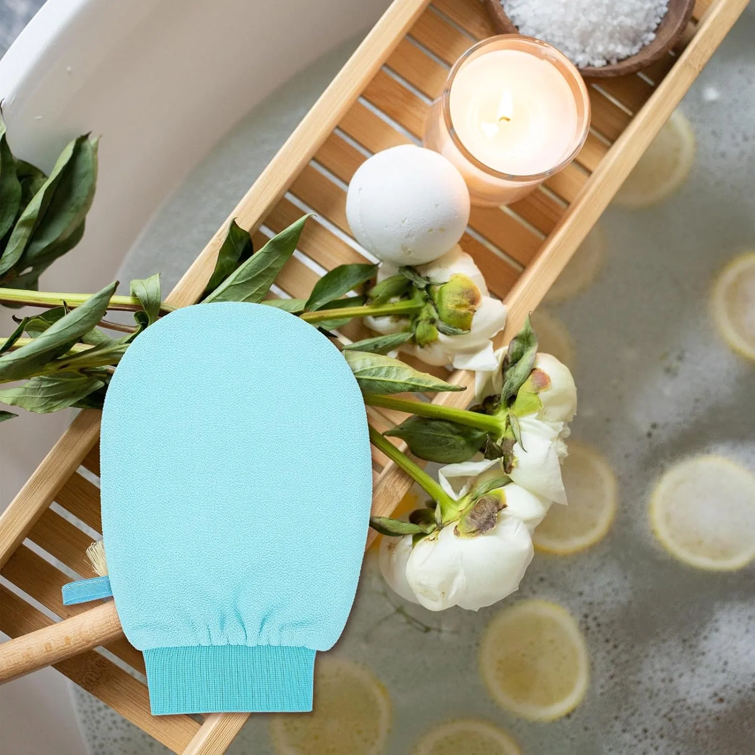 Пилинг-перчатка для душа ABOOFAN, голубой — фото 4