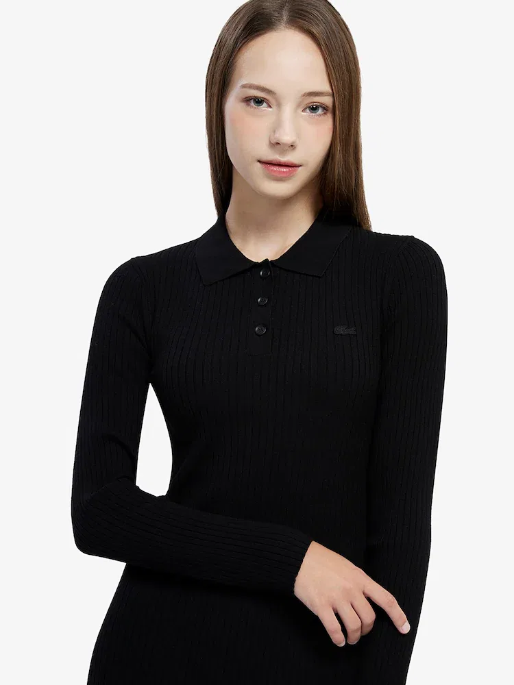 Платье поло LACOSTE Rayon, с воротником, повседневное — фото 2