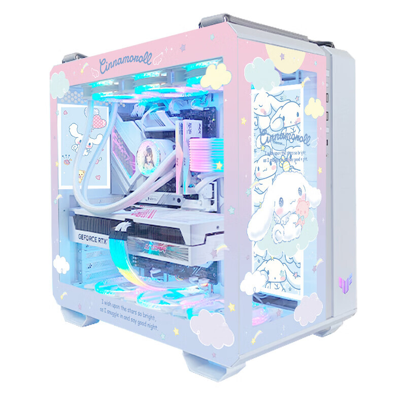 

Корпус ASUS TUF GT502 Custom Cinnamoroll, Mid Tower, белый/рисунок