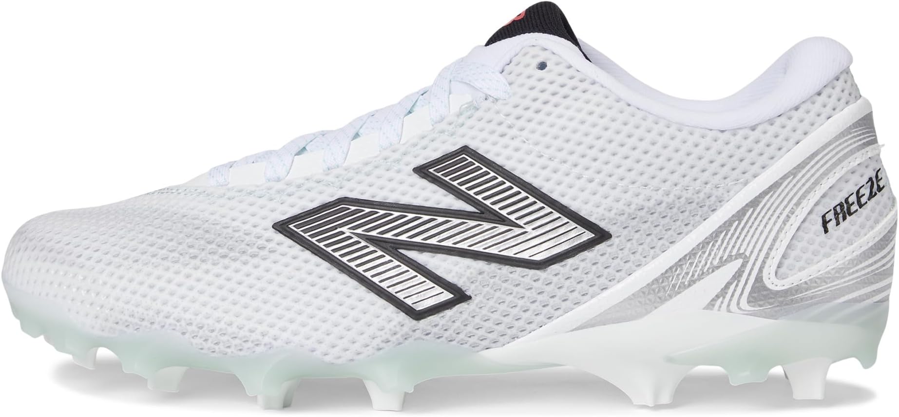 Кроссовки New Balance Men's FreezeLX V5 Low Lacrosse Cleats, White/Black/Silver Metallic — фото 4