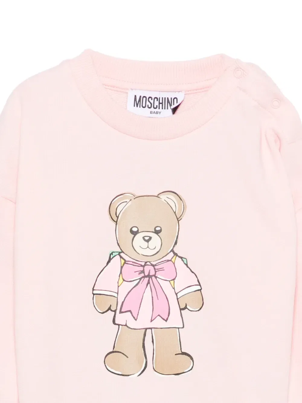 Свитер с принтом плюшевого мишки Moschino Kids, розовый — фото 3