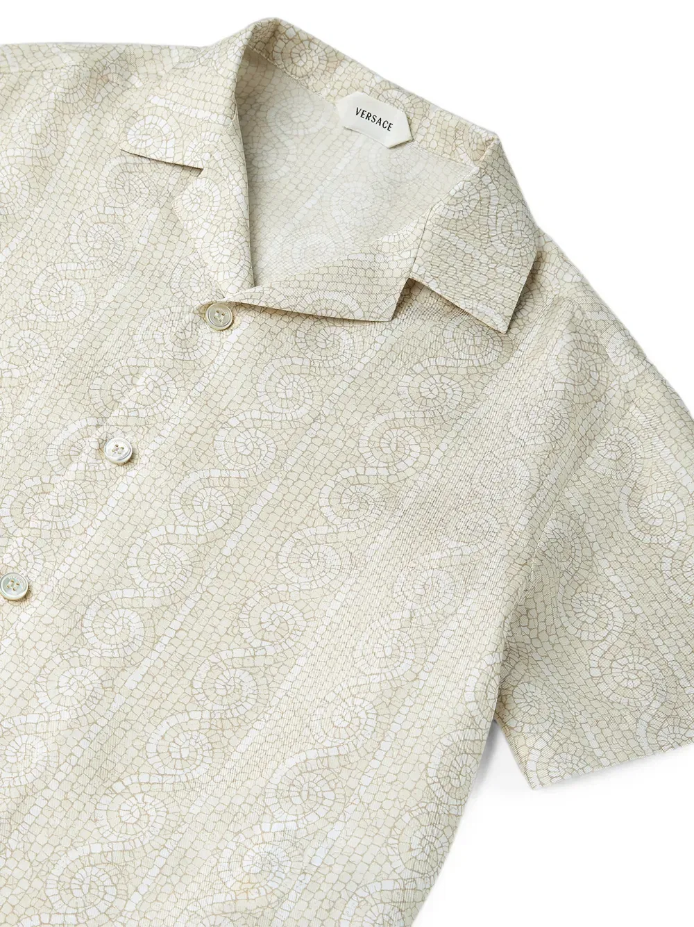 Рубашка шелковая Versace Kids, светло-бежевый — фото 3